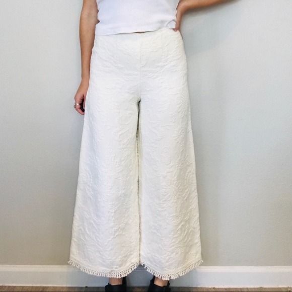 Vintage white wide leg high waisted tapestry pants - Picture 2 of 8